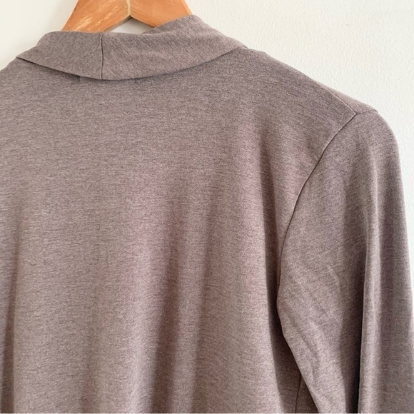 Nwt Drape Front Open Cardigan Long Sleeve Irregular Hem Brown Cover Up Sweater - Picture 10 of 13